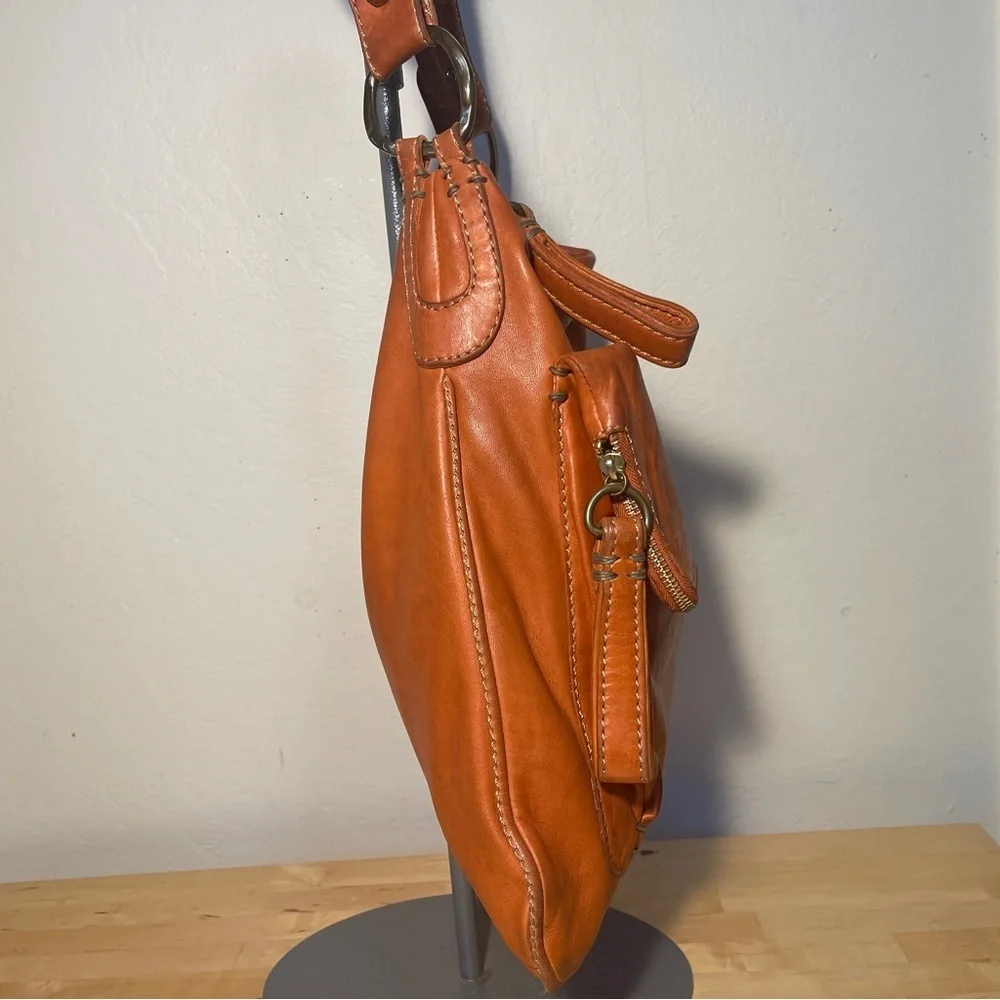 49 Square Miles Orange Leather Hobo Bag Soft Leather Shoulder Purse Artisan Hand